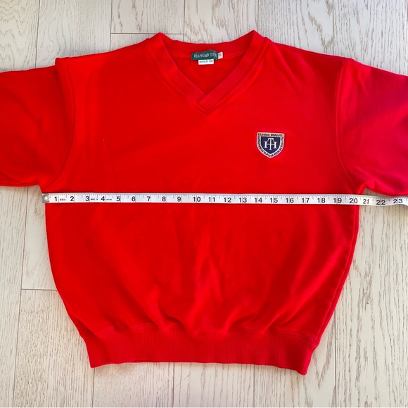 Vintage 90s Hang Ten 100% Pure Cotton Embroidered Logo Crewneck Red Sweatshirt - Picture 7 of 15